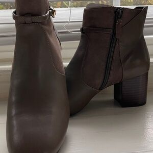 Cole Haan Paulina Grand Buckle Booties Morel Leather/Suede 9.5